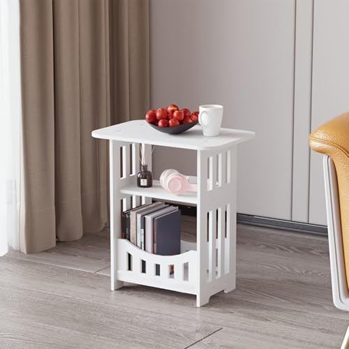 Modern White 2-Tier Nightstand, Small Bedside End Table for Compact Spaces