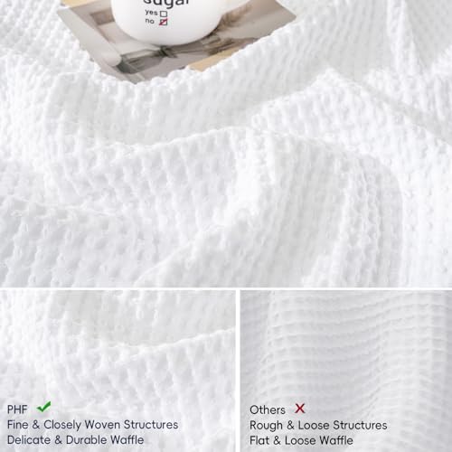 Set of 2 PHF 26x26 White Cotton Waffle Euro Shams No Insert - Classic Bedding