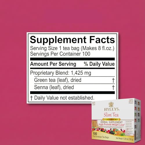 HYLEYS Slim Tea 9 Flavor Assortment 100 Ct - Weight Loss Herbal Supplement Cleanse and Detox - 100 Tea Bags (1 Pack) - Herbal Tea Variety Pack