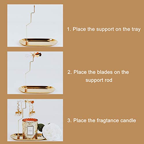 Gold Rotating Deer Candle Holder - Christmas Thermal Spinning Candlestick