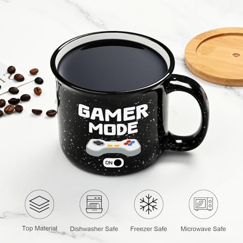 Cabtnca Black Gamer Mode ON Mug 15oz Christmas Gaming Gifts for Men & Teens