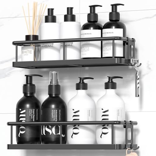 YASONIC Adhesive Shower Caddy 2-Pack, Rustproof Stainless Steel Organizer