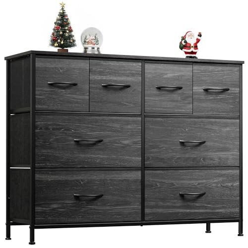Wide 8-Drawer Fabric Dresser - Storage Chest with Wood Top & Steel Frame