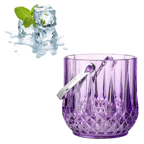 Violet Round Acrylic Ice Bucket for Drinks, Wine & Cocktails - Chilling Tub