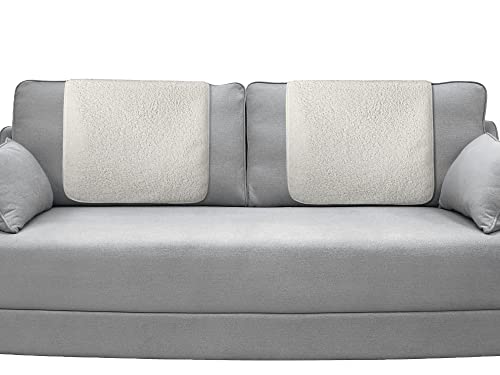 Recliner Headrest Covers - Non-Slip Sofa Protector Set (Beige)