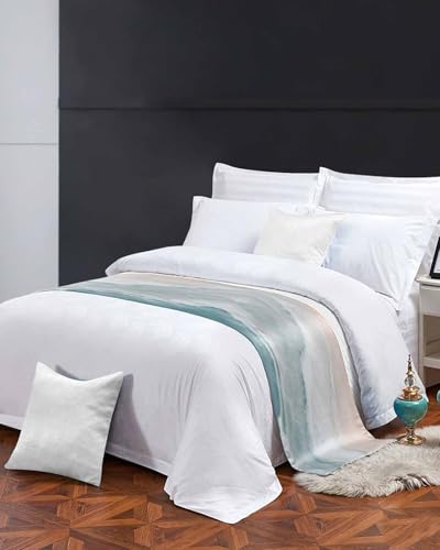 DecorLovee Coastal Ocean Bed Runner for King Bed, Summer Beach Scarf 94x20"