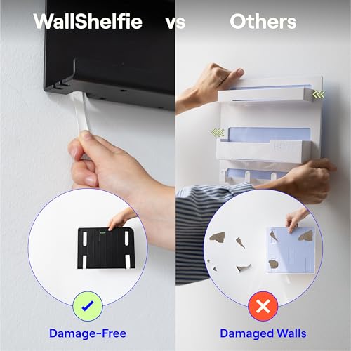 Floating Bedside Wall Organizer & Shelf with Built-In Level - White