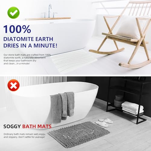 Diatomaceous Earth Stone Bath Mat, Fast-Drying Non-Slip Absorbent Mat