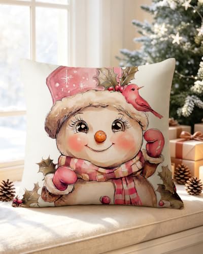 Pink Velvet Christmas Pillow Covers 18x18 Set of 4 - Nordic Holiday Home Decor