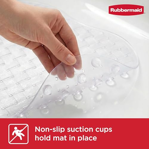 Non-Slip Bath Tub Shower Mat with Suction Cups and Quick-Dry Hook, 27x15 In