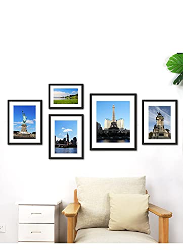 11x14 Black Woodgrain Picture Frame Set of 6, Wall & Tabletop Display