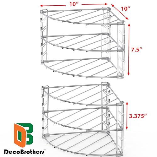 3-Tier Corner Shelf Organizer for Kitchen Cabinets, Chrome Iron, 2-Pack