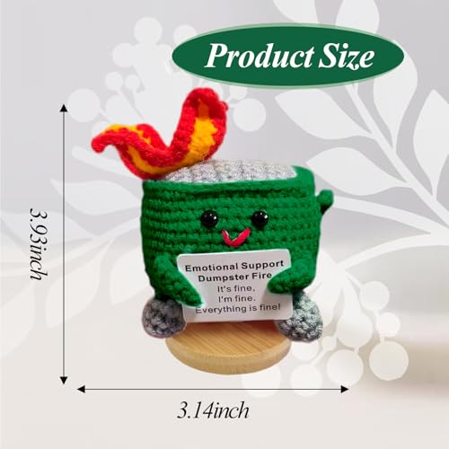 Emotional Support Dumpster Fire Crochet Plushie - Handmade Desk Decor