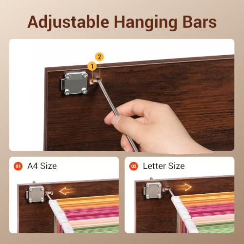 3-Drawer Mobile Wood File Cabinet with Locks, Rolling Under-Desk Organizer