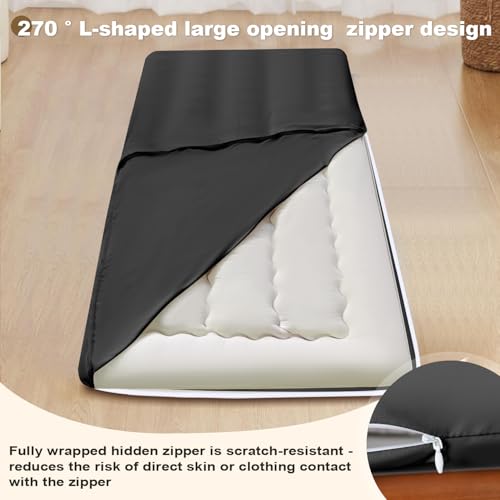 Japanese Floor Futon Cover - Alaskan King Size, Washable Black