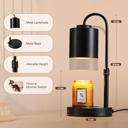 Adjustable Electric Candle Warmer Lamp with Timer & Dimmer