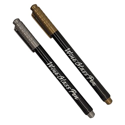 Small Reusable Metallic Wine Glass Marker Set - Gold & Silver Erasable Pens for Events & Parties