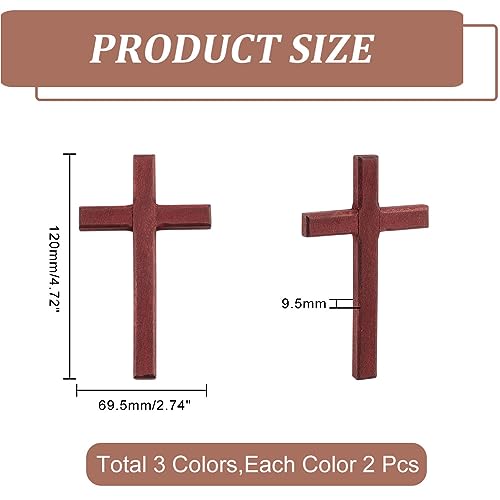 6PCS Wooden Prayer Cross Set Handheld Christian Crosses for Worship & Meditation