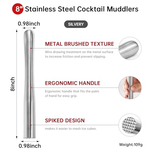 Stainless Steel Cocktail Muddler for Mojitos Old Fashioneds Bar Tools