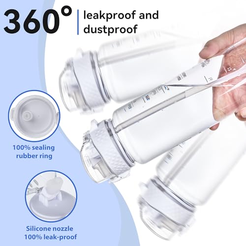 32oz Motivational Water Bottle with Time Marker & Straw