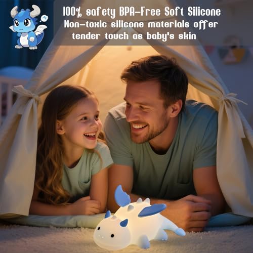 Dragon Night Light, Silicone Nursery Lamp with RGB Color Changing