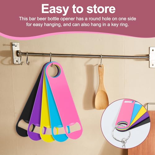 WEGAZ 5 Pack 7-Inch Colorful Stainless Steel Bottle Openers - Flat Barware