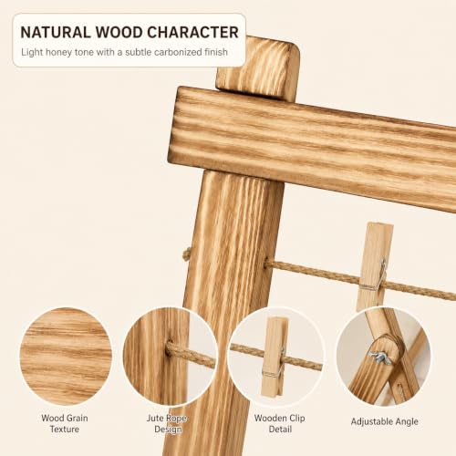 Wooden Photo Display Board with 30 Clips – 25 x 33 Inch Large