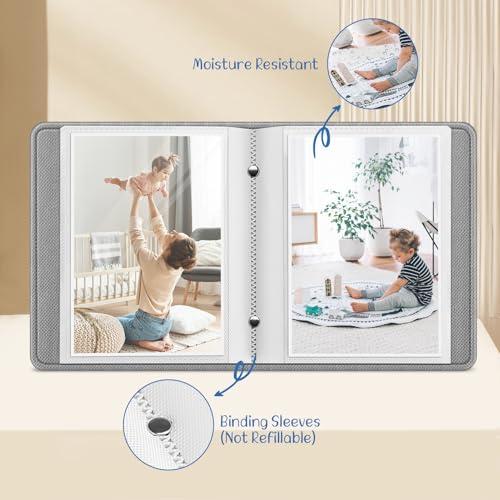 5x7 Photo Album, 52 Pocket Small Picture Keepsake Book with Leather Cover
