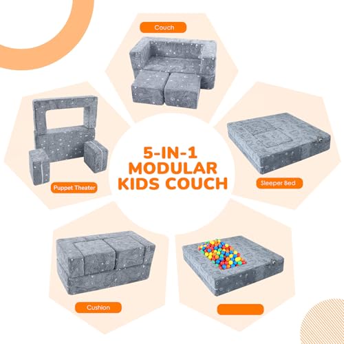 Modular Glow-in-the-Dark Dinosaur Foam Play Couch for Toddlers
