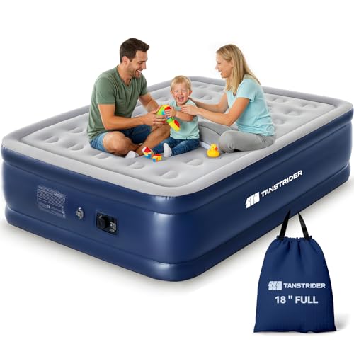 Full Air Mattress with Built-in Pump, 18" Raised, Quick Inflate
