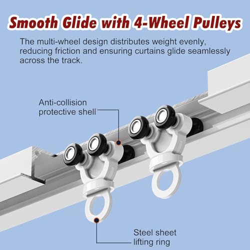 Recessed Ceiling Curtain Track System, 12ft Cuttable Aluminum Sliding Rail