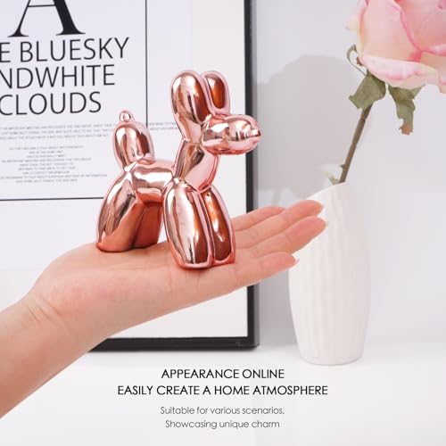 Modern Ceramic Balloon Dog Statue, Pink Animal Sculpture for Home Decor