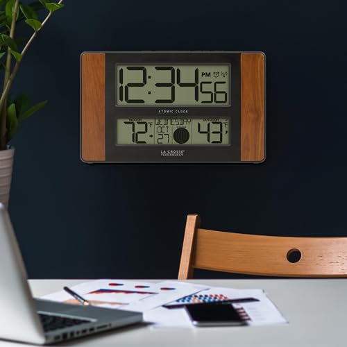 Digital Atomic Wall and Table Clock with Wireless Outdoor Temperature Sensor
