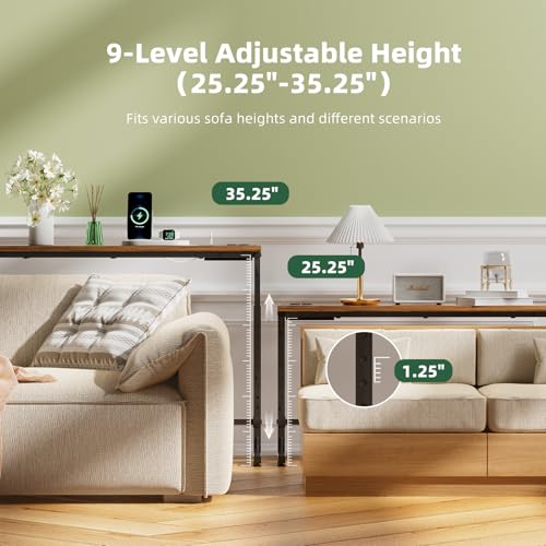 78.75-Inch Adjustable Console Sofa Table with Power Outlets and USB