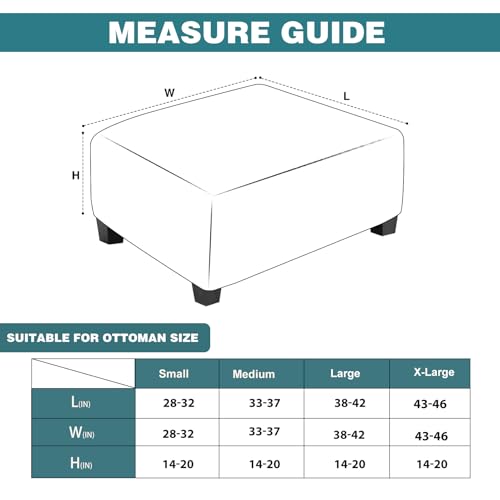 Large Waterproof Square Ottoman Cover - Light Gray, Stretch Fit