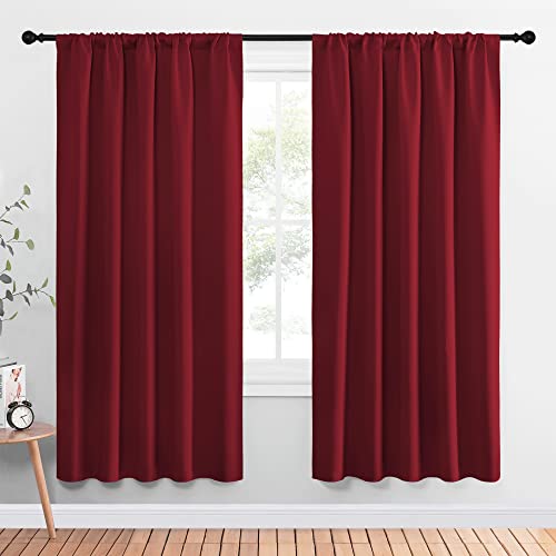 NICETOWN Burgundy Red Blackout Curtains 52x72 Inches - Thermal Insulated Drapes, 1 Pair