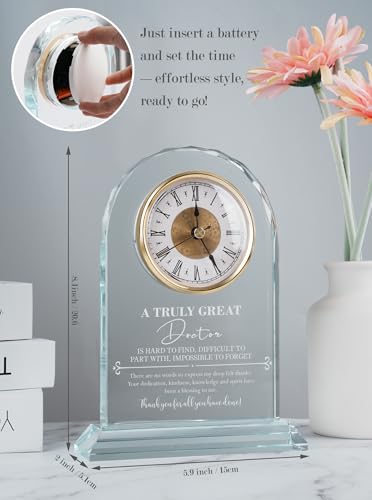 Glass Desk Clock Gift for Doctors - Elegant Physician Appreciation Keepsake