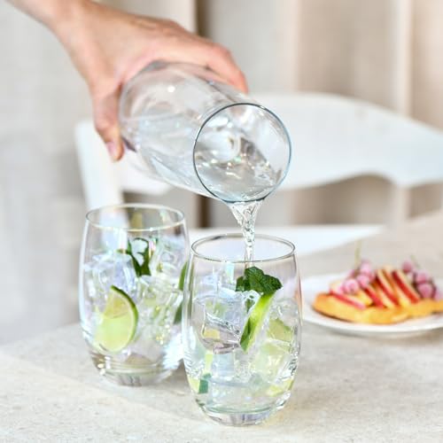 Rainbow Chrome Drinking Glasses Set - 12.2 oz Lead-Free Crystal Tumblers