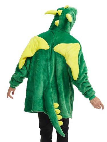 Laahoem Dragon Hoodie Unisex Oversize Flannel Pullover Green One Size