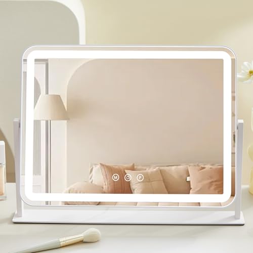 LED Vanity Mirror with Lights 13.5x17.4, 3 Color Modes & 5X Magnification