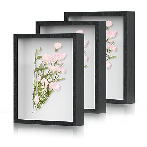 8x10 Wood Shadow Box Frame - 3 Pack Deep Display Case for Photos & Crafts
