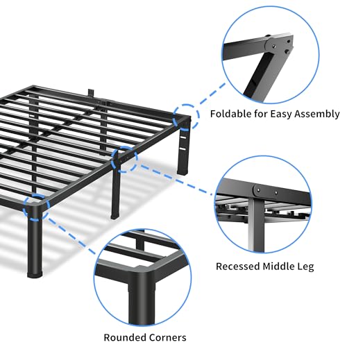 18-Inch Queen Metal Bed Frame, Heavy Duty Platform with Under-Bed Storage
