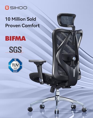 Ergonomic Office Chair with Mesh Back, Lumbar Support & 3D Armrests - Black