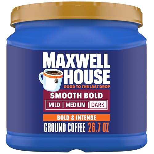 Maxwell House Dark Roast Ground Coffee, Smooth & Bold, 26.7 oz Canister