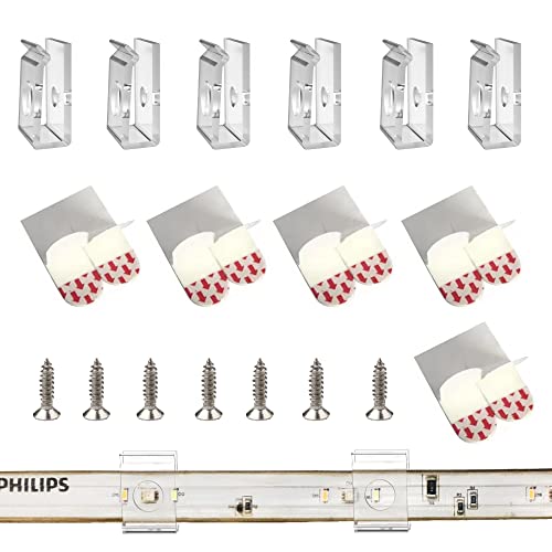 Transparent LED Strip Light Mounting Clips - 14mm Cable Hooks with Screws