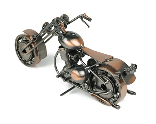 9-Inch Handmade Metal Motorcycle Model, Vintage Steampunk Bike Sculpture