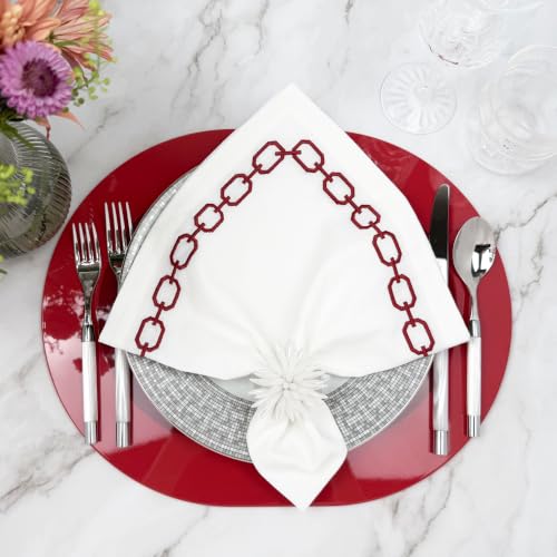 Bryonia Handcrafted Lacquered Wood Oval Placemats Set of 2 - Red
