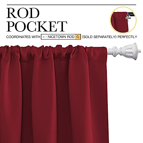 NICETOWN Burgundy Red Blackout Curtains 52x72 Inches - Thermal Insulated Drapes, 1 Pair