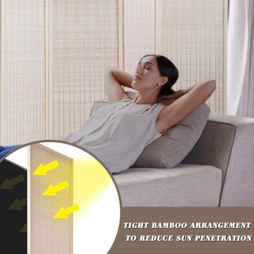 4-Panel Bamboo Folding Room Divider, 6ft Portable Privacy Screen
