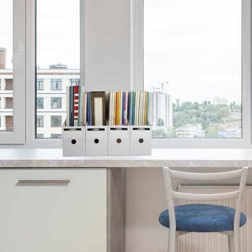 24 Pack White Cardboard Magazine File Holders for Desk and Shelves